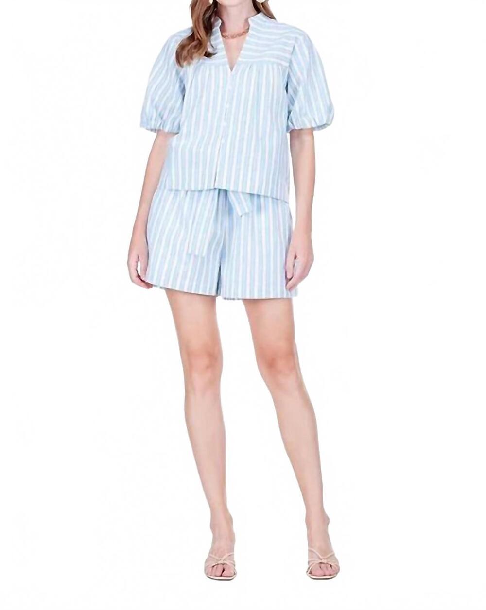NEW JOY JOY belted waist short set in blue